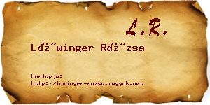 Lőwinger Rózsa névjegykártya